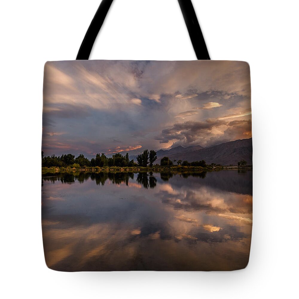 Sunset Tote Bag featuring the photograph Sunset at the Pond by Cat Connor