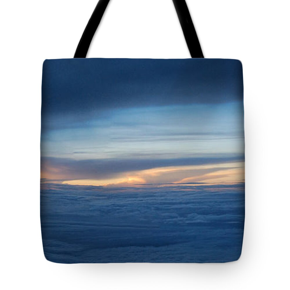 Wright Tote Bag featuring the photograph Sunset At Thirty Three Thousand Feet by Paulette B Wright