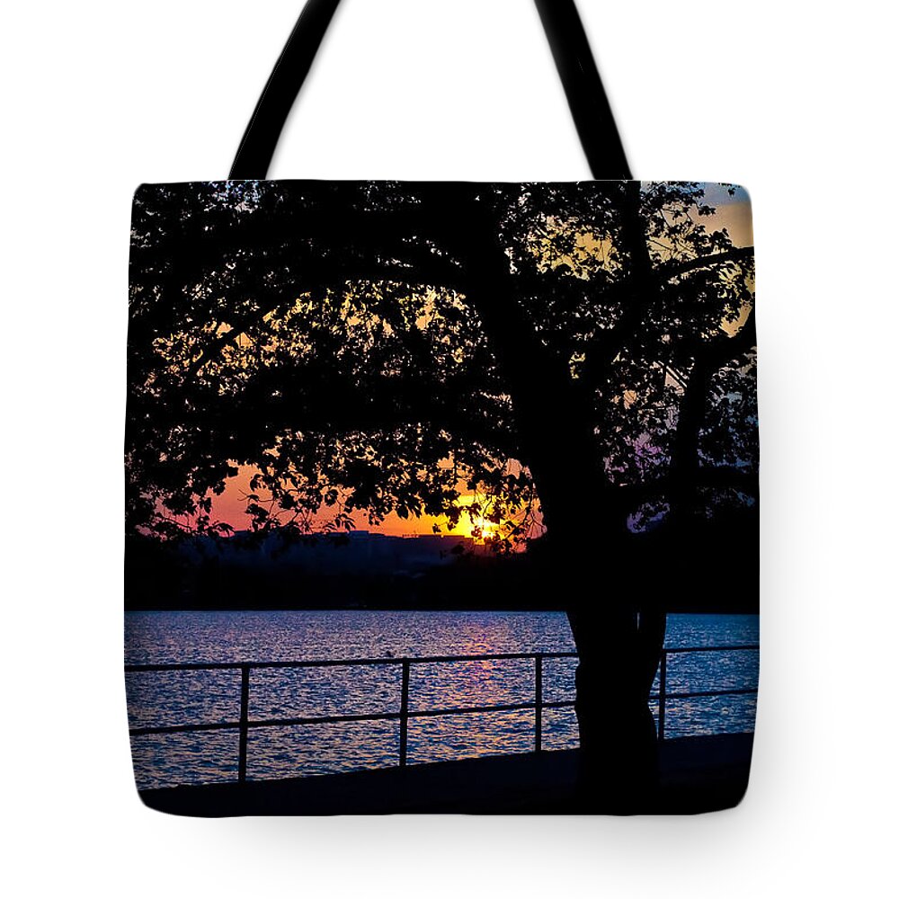 America Tote Bag featuring the photograph Sunset at Washington's Tidal Basin by Mitchell R Grosky