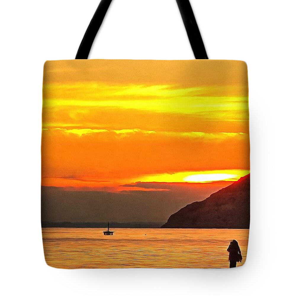 Sea Tote Bag featuring the photograph Sunset by the sea in Spain by Mick Flynn