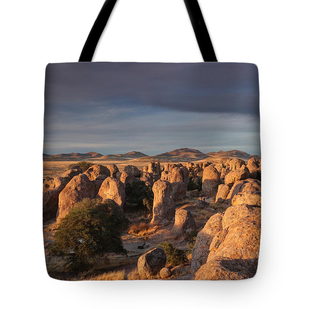 Geological Formations Tote Bag featuring the photograph Sunset City of Rocks by Martin Konopacki