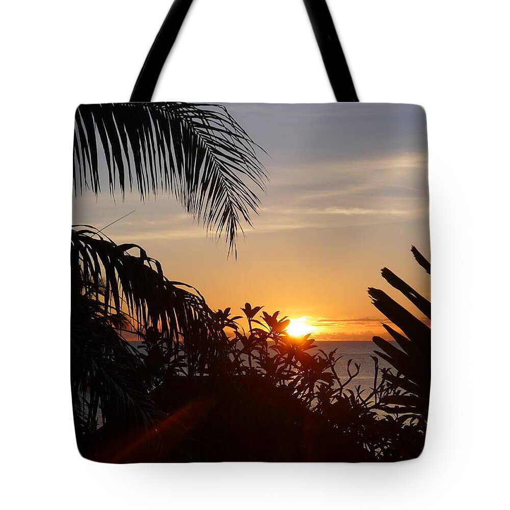 Sunset Tote Bag featuring the photograph Sunset from Terrace - St. Lucia by Nora Boghossian