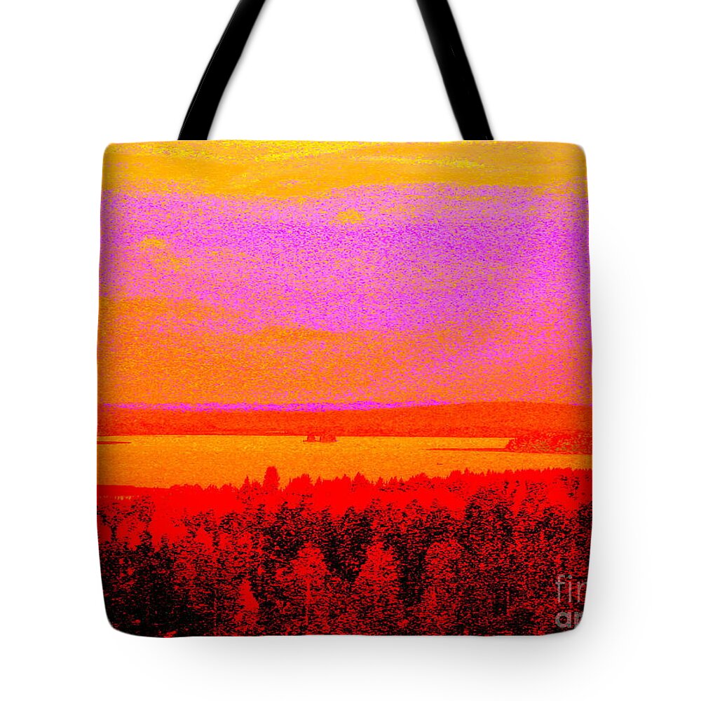 Landscape Canvas Prints Tote Bag featuring the photograph Sunset glow by Pauli Hyvonen
