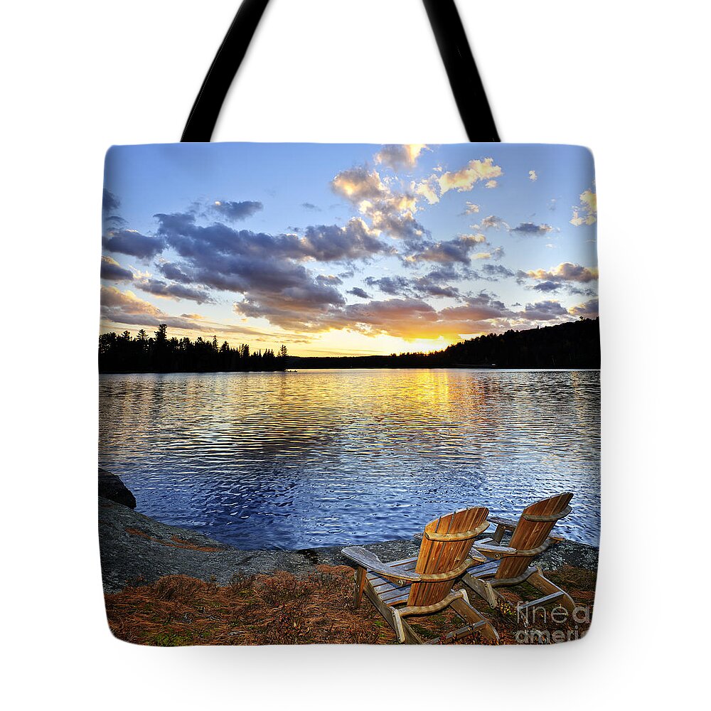 Lake Tote Bag featuring the photograph Sunset in Algonquin Park by Elena Elisseeva
