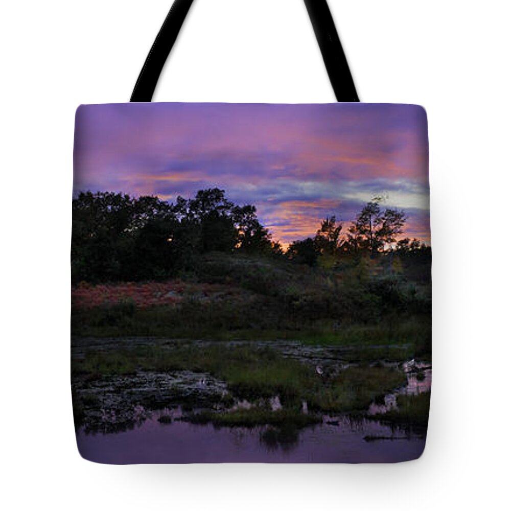 Sunset In Purple Along The Marsh Tote Bag featuring the photograph Sunset in purple along highway 7 by Peter V Quenter