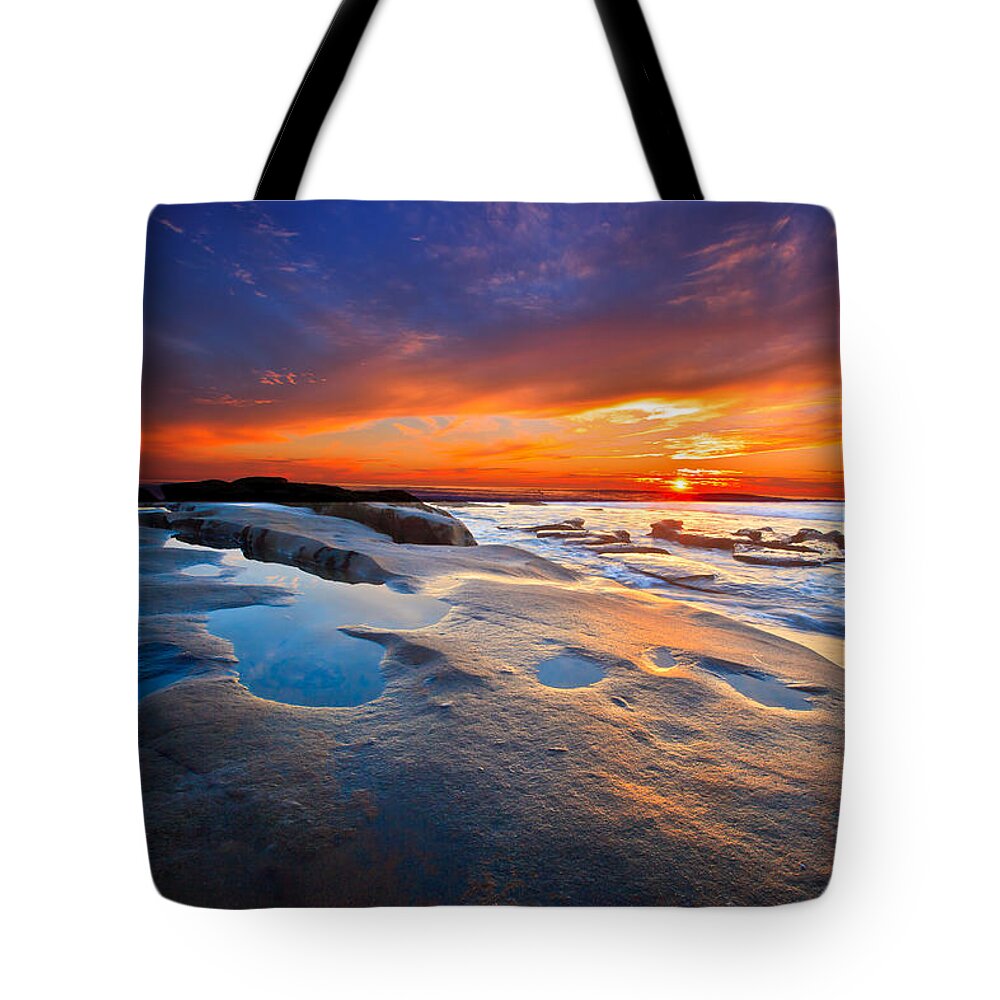 Seascape Tote Bag featuring the photograph Sunset in San Diego by Ben Graham