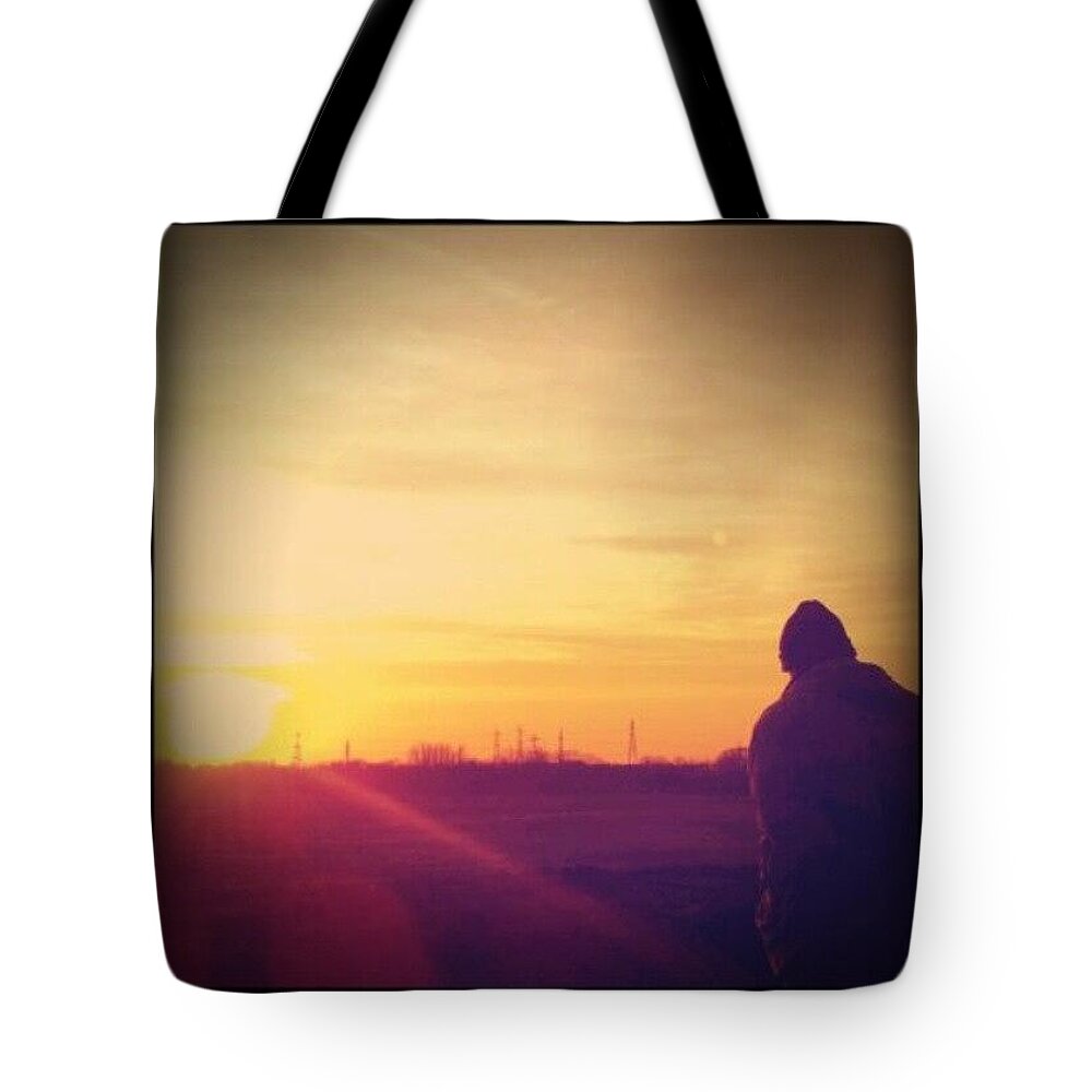 Sunset Tote Bag featuring the photograph #sunset by Abbie Shores