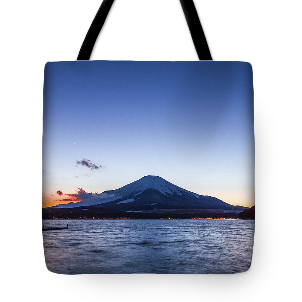 Tranquility Tote Bag featuring the photograph Sunset Mt. Fuji by Daisuke Tashiro