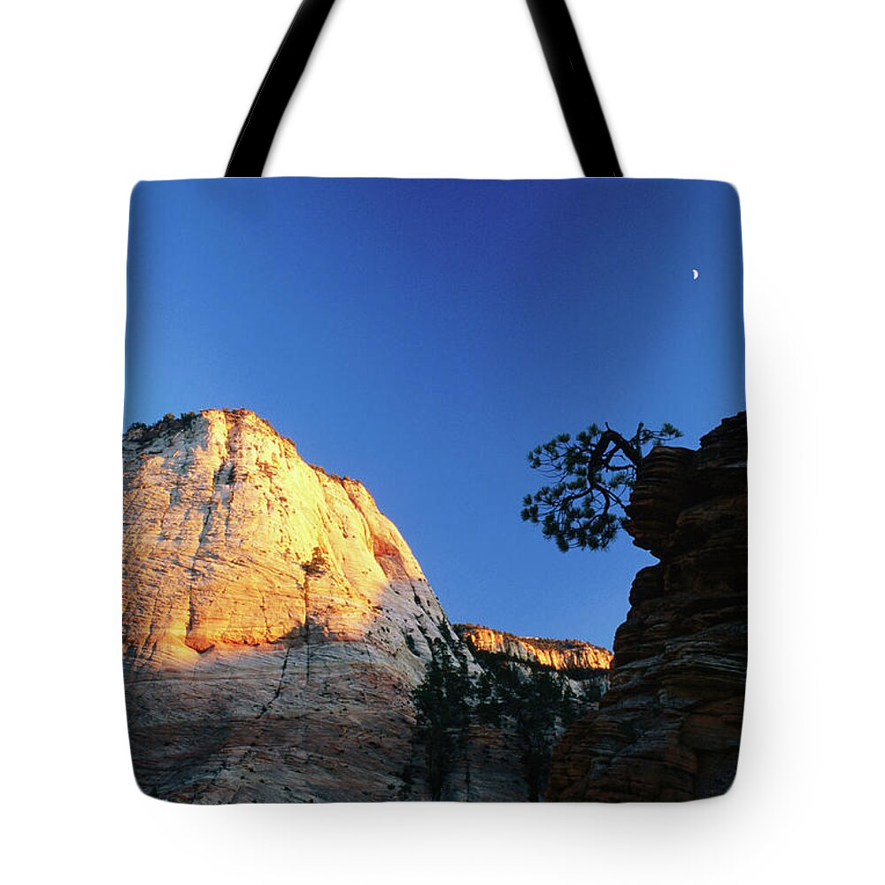 Toughness Tote Bag featuring the photograph Sunset On Checkerboard Sandstone Cliffs by David C Tomlinson