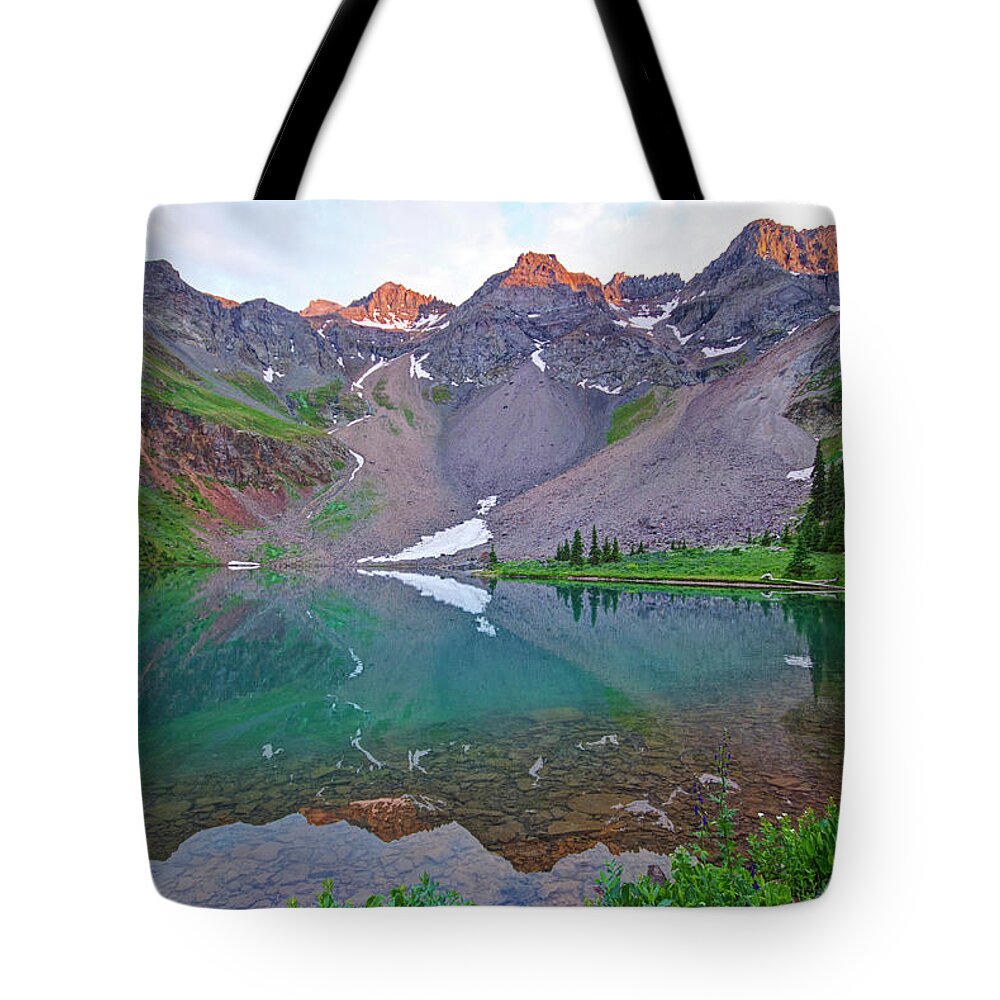 Scenics Tote Bag featuring the photograph Sunset On Lower Blue Lake by Matt Champlin
