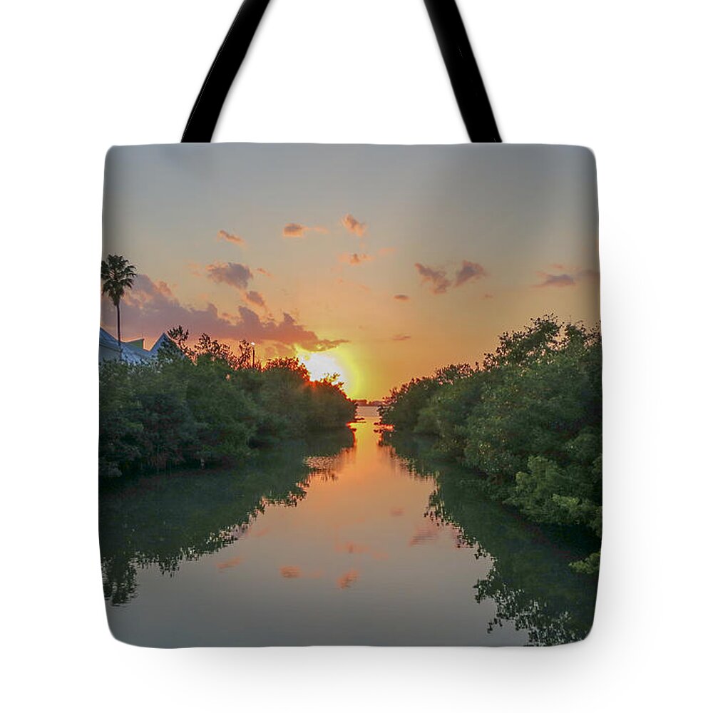 Sunset Tote Bag featuring the photograph Sunset on Sarasota Bay by Richard Goldman