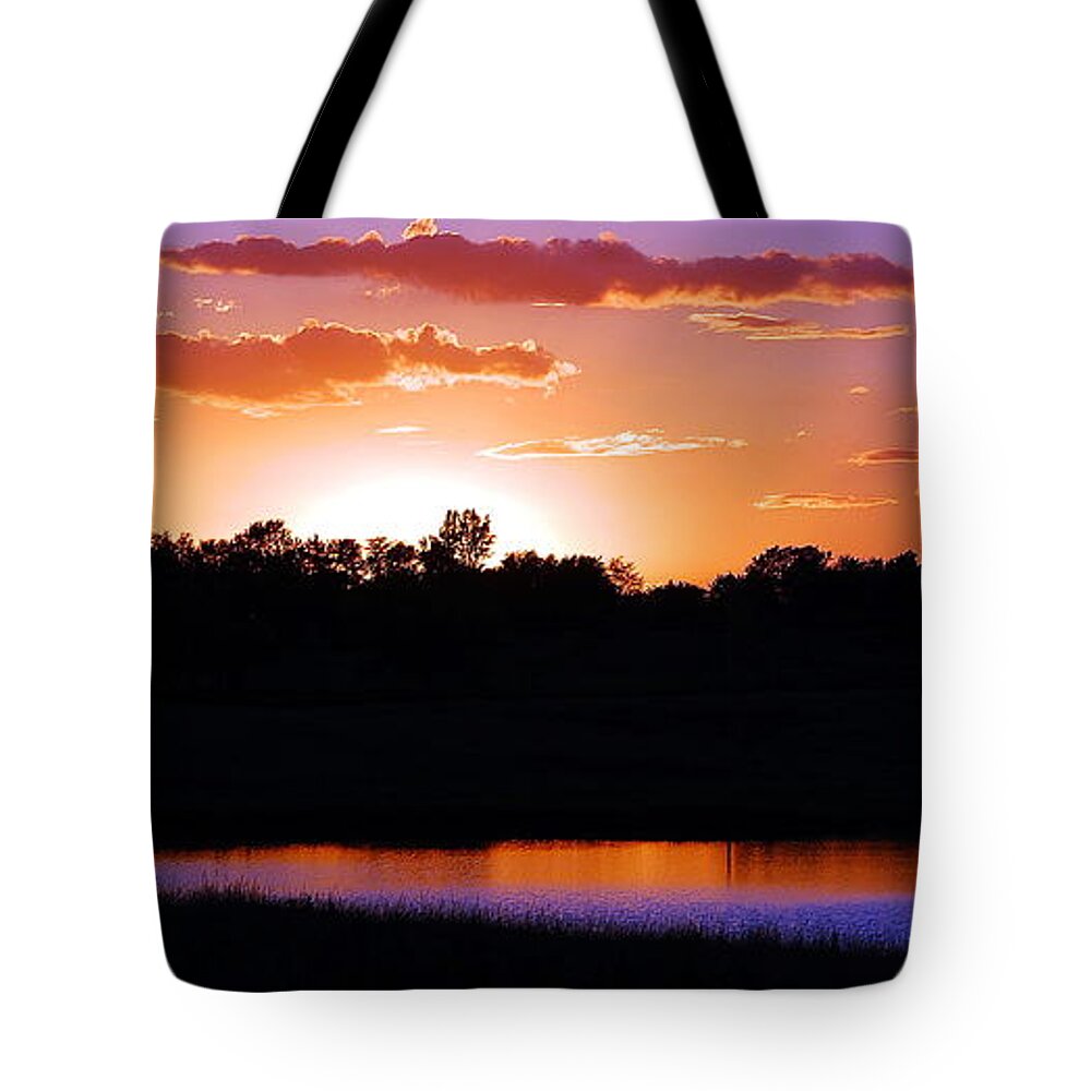 Sunset Tote Bag featuring the photograph Sunset on the Farm by Kim Blaylock