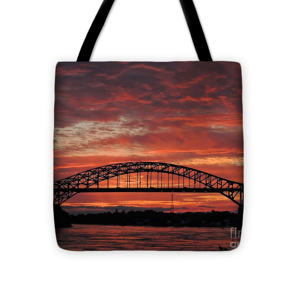 Waterscape Tote Bag featuring the photograph Sunset On The Piscataqua     by Marcia Lee Jones
