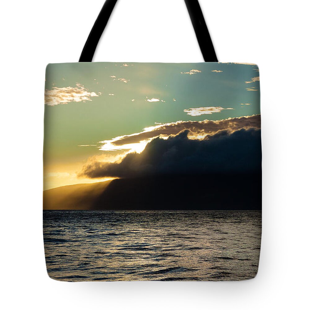 Hawaii Tote Bag featuring the photograph Sunset Over Lanai  by Lars Lentz