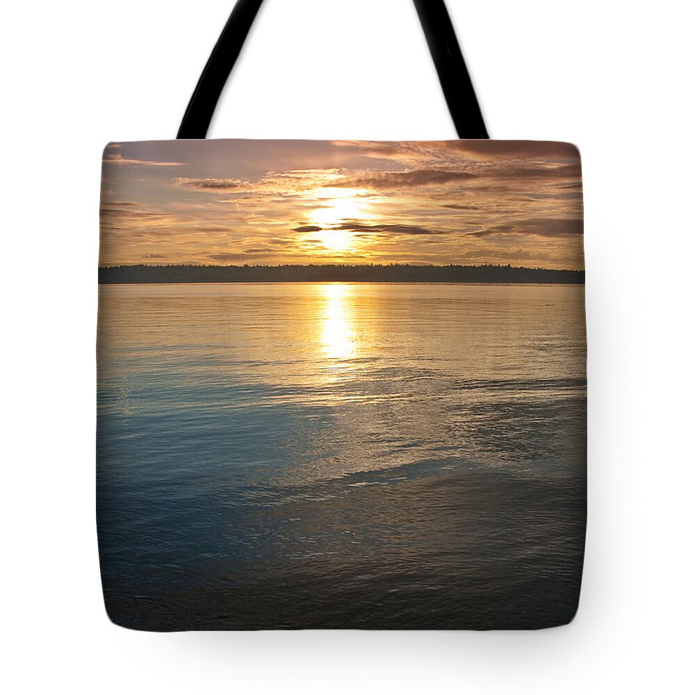 Beauty In Nature Tote Bag featuring the photograph Sunset Over Puget Sound by Jeff Goulden