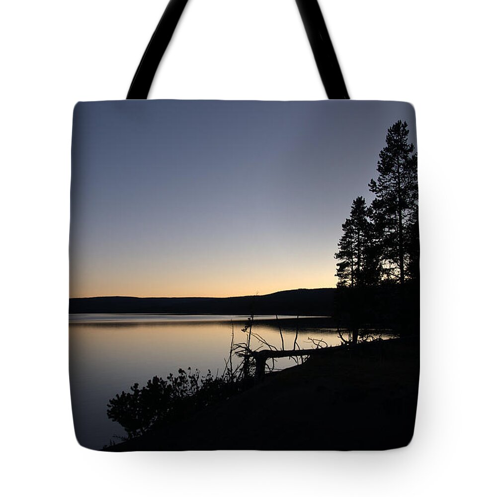 Lake Tote Bag featuring the photograph Sunset Over Yellowstone Lake by Frank Madia