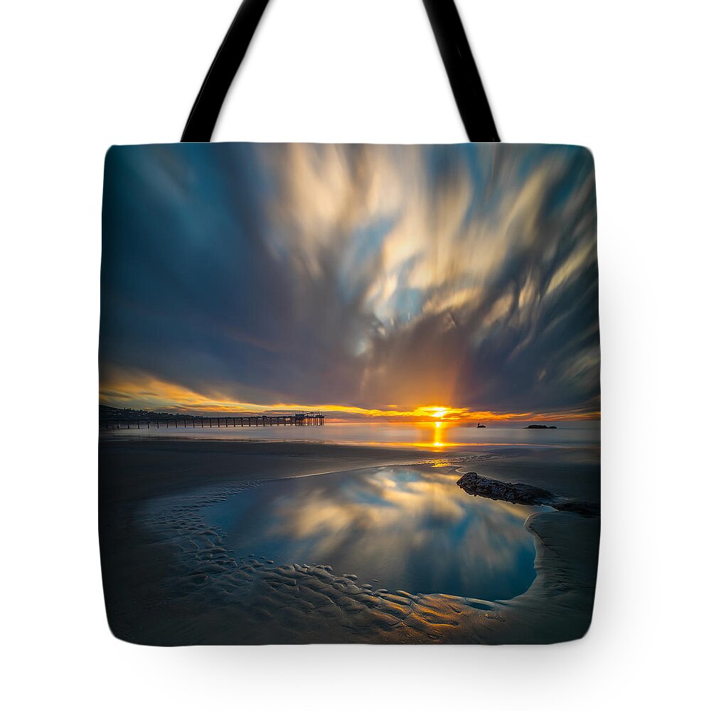 California; Sunset; Clouds; Seascape; La Jolla; Surf; Ocean; San Diego; Waves Tote Bag featuring the photograph Sunset Reflections in San Diego square version by Larry Marshall