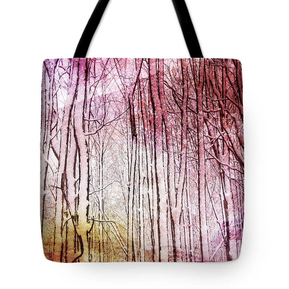 Snowy Tote Bag featuring the photograph Sunset Snow Twigs by Kathi Mirto
