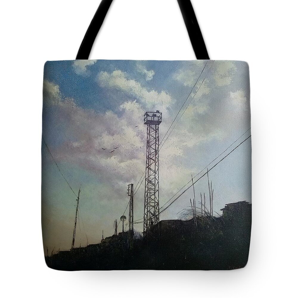 Sunset Tote Bag featuring the painting Sunset by Tomas Castano