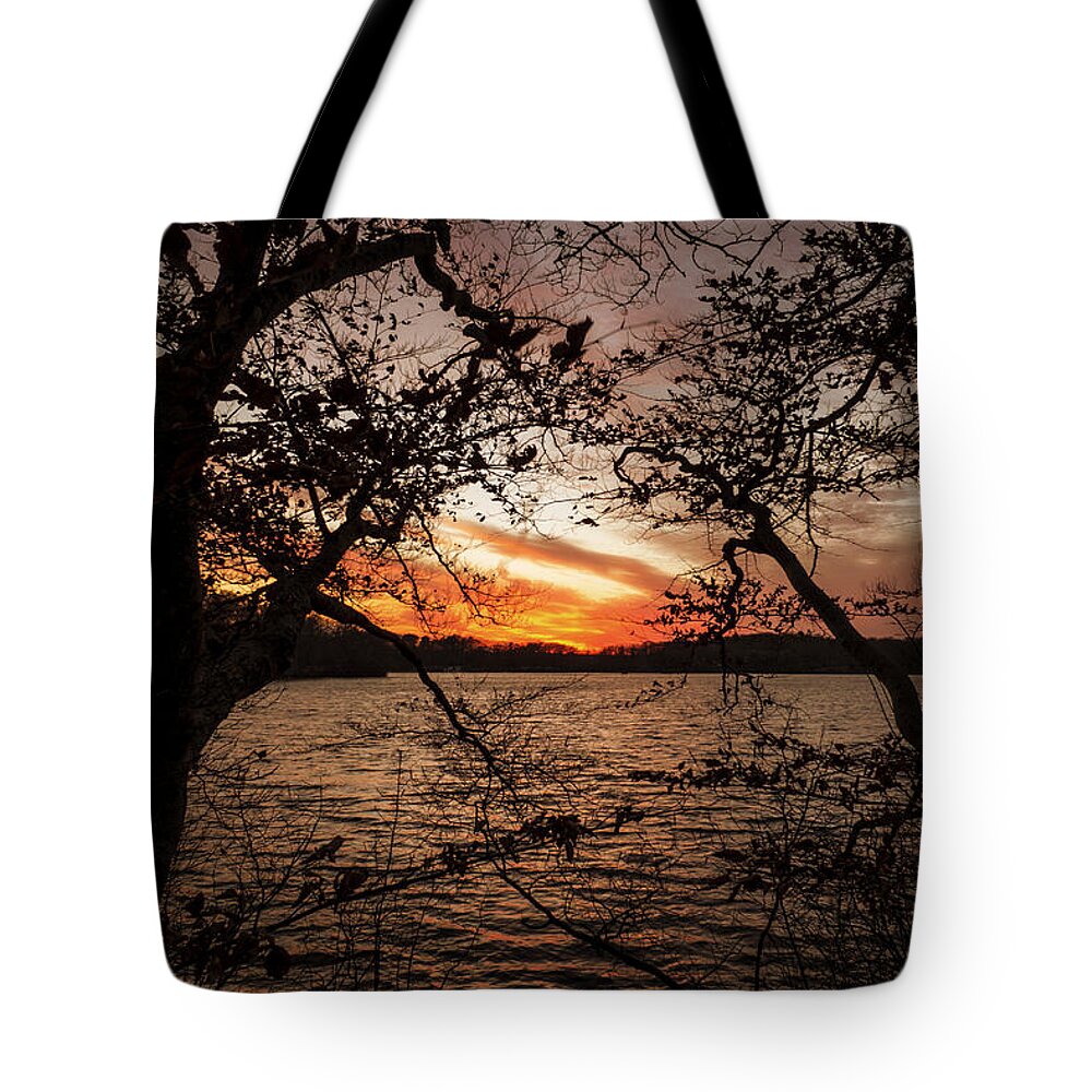 Sunset Tote Bag featuring the photograph Sunset Wakeby Pond by Frank Winters