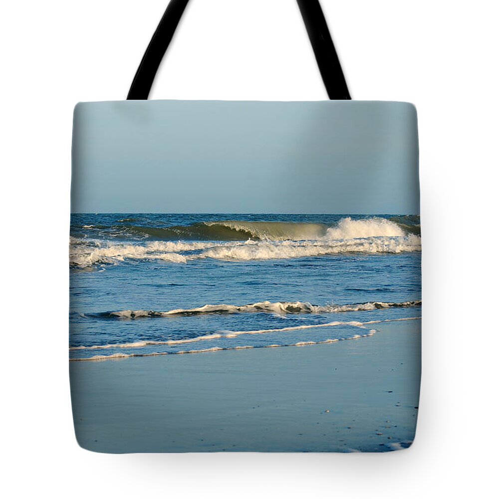 Waves Tote Bag featuring the photograph Sunset Waves by Kelly Nowak