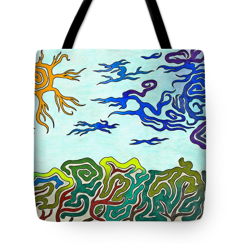 Thunderstorm Tote Bag featuring the drawing Sunshine After Thunderstorm by Andreas Berthold