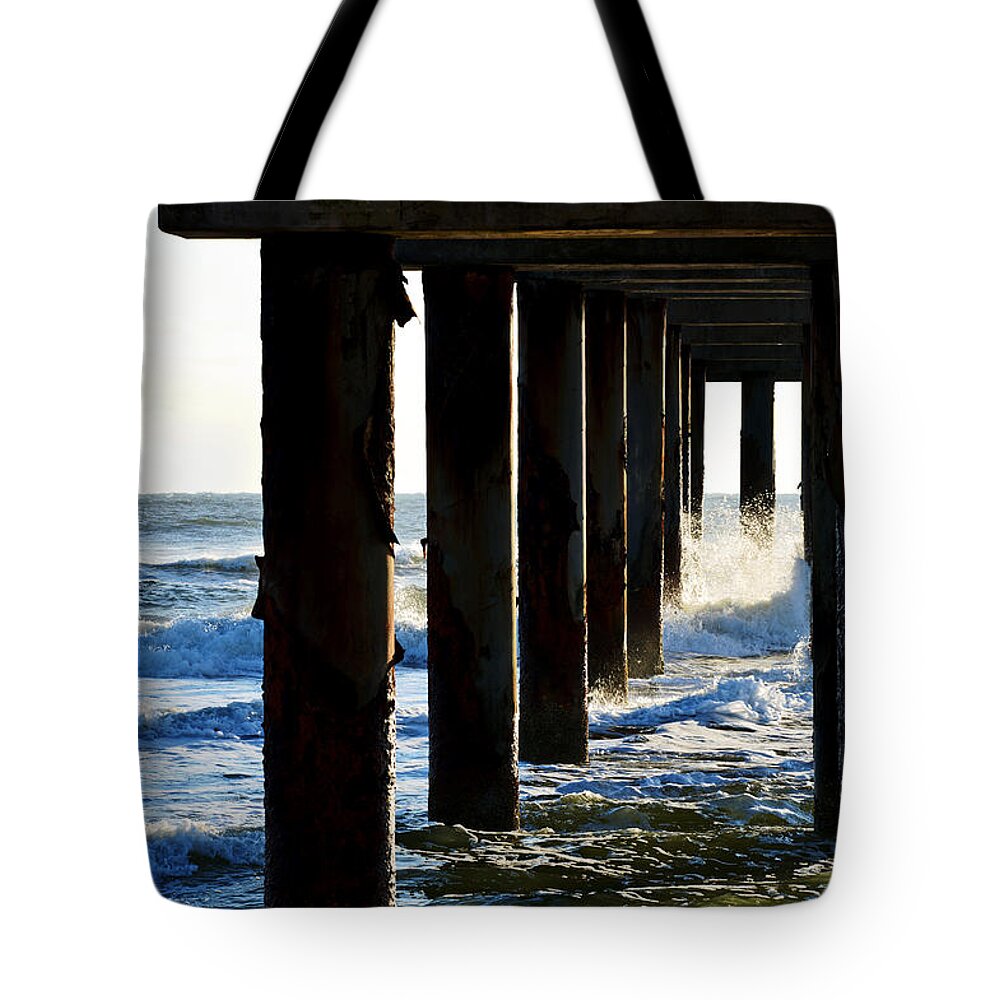 Sunrise Tote Bag featuring the photograph Sunwash at St. Johns Pier by Anthony Baatz