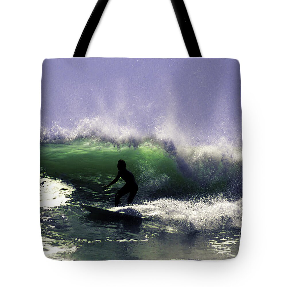 Surf Tote Bag featuring the photograph Surfing Pt. Judith by Joe Geraci