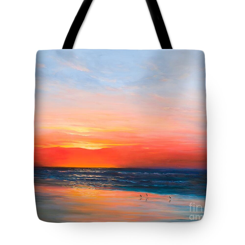 Sunrise At The Beach Tote Bag featuring the painting Surfside Sunrise by Audrey McLeod