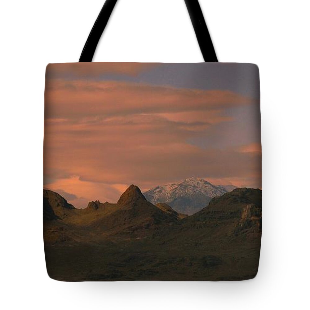 Diane Strain Tote Bag featuring the painting Surreal Mountains in Utah #1 by Diane Strain
