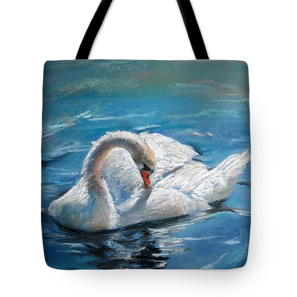 Swan Tote Bag featuring the painting Swan by Jieming Wang