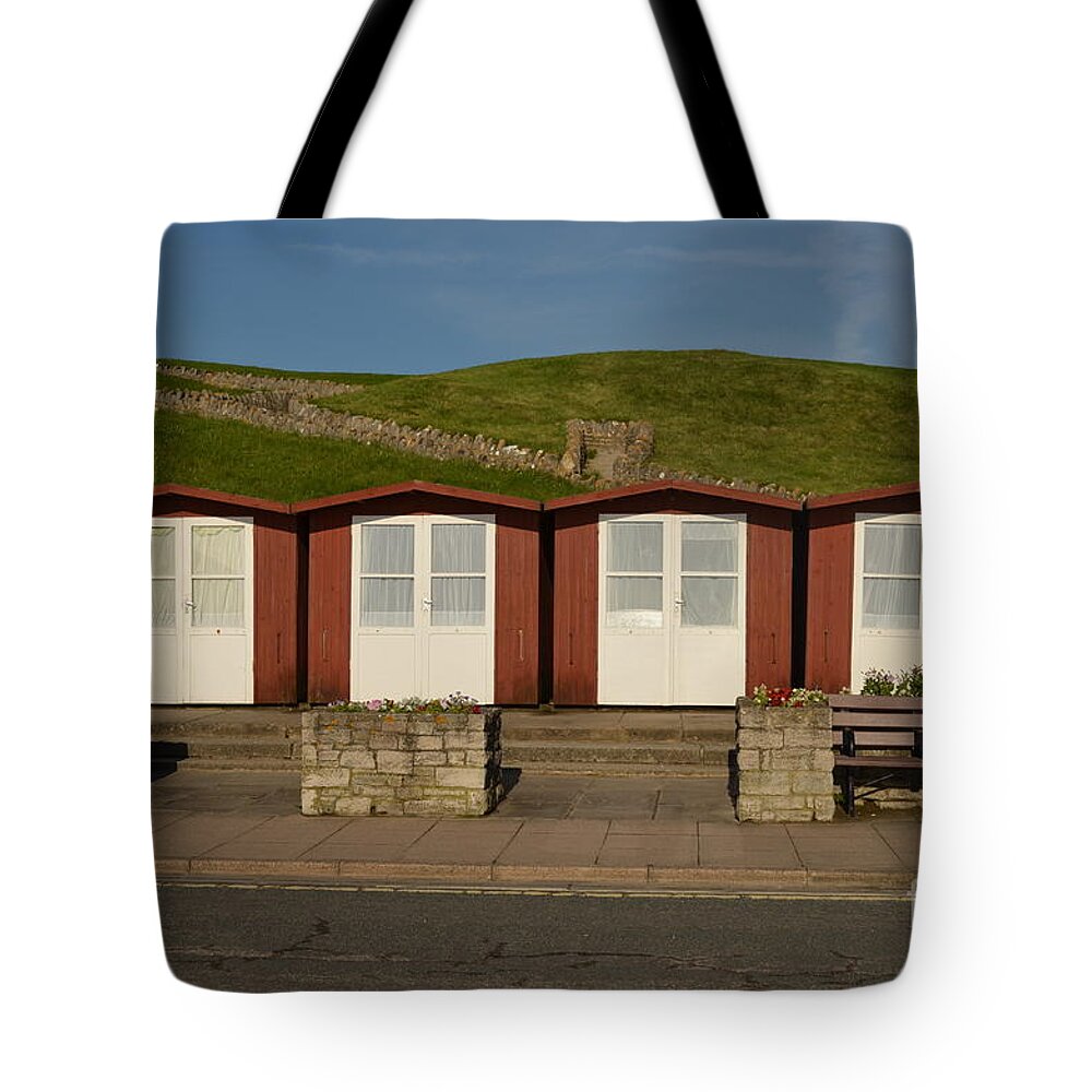 Swanage Tote Bag featuring the photograph Swanage beach huts by Linsey Williams