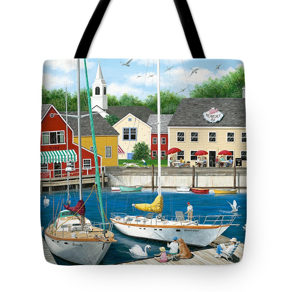 Naive Tote Bag featuring the painting Swans Haven by Wilfrido Limvalencia