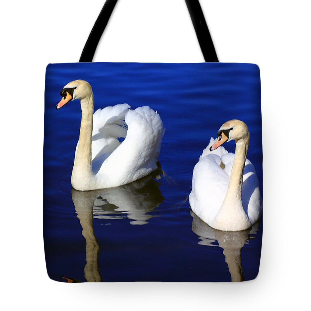 Mute Swan Tote Bag featuring the photograph Swans on the Lake by Jennifer Robin