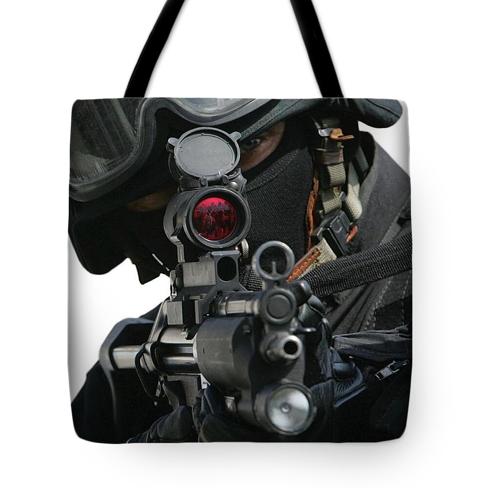 Swat Team Tote Bag featuring the digital art Swat Member by Marvin Blaine