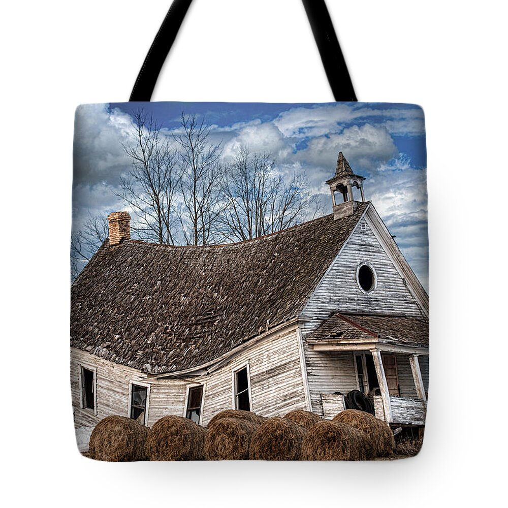 Old School House Tote Bag featuring the photograph Sway Back School House by Paul Freidlund