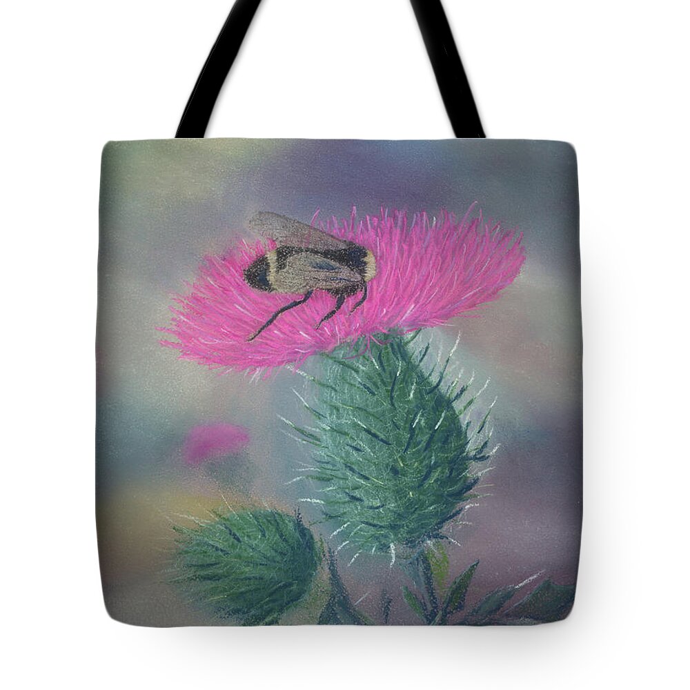 Thistle Tote Bag featuring the painting Sweet and Prickly by Lynn Quinn