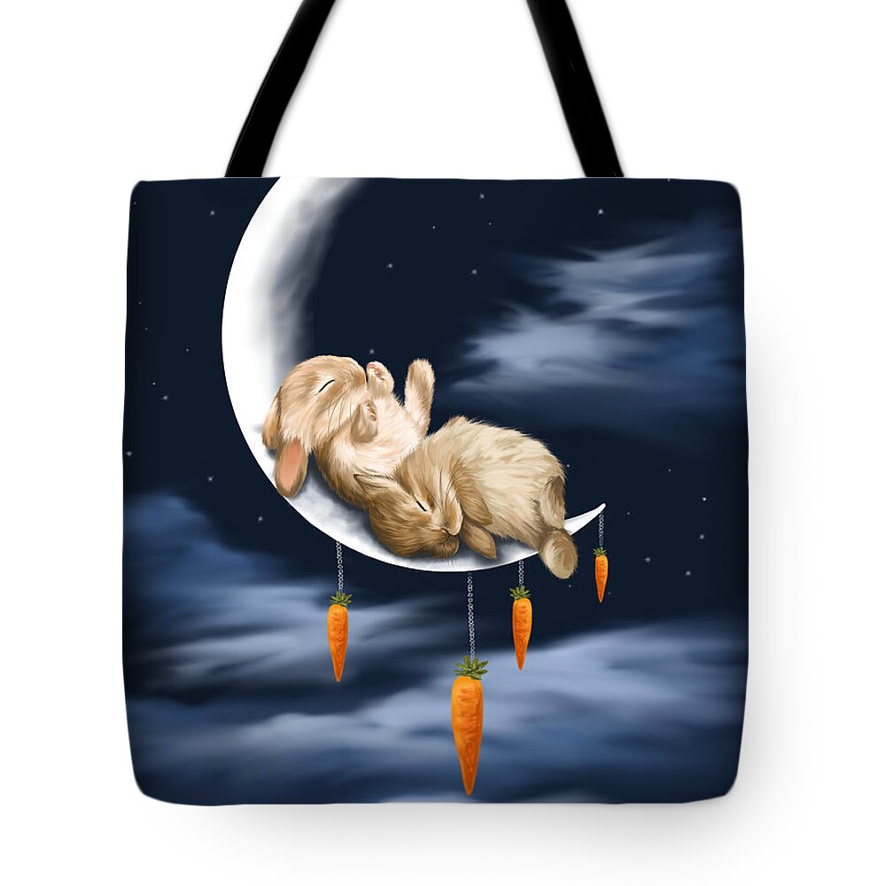 Bunnies Tote Bag featuring the painting Sweet dreams by Veronica Minozzi