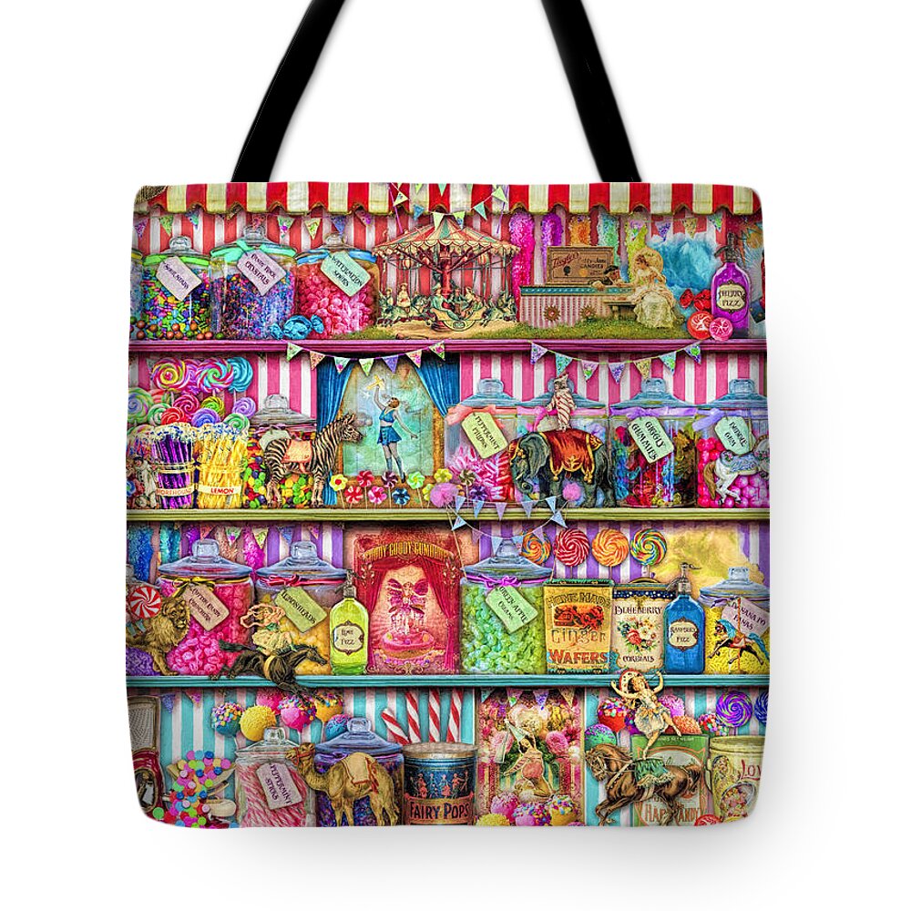 Sweets Tote Bag featuring the digital art Sweet Shoppe by MGL Meiklejohn Graphics Licensing