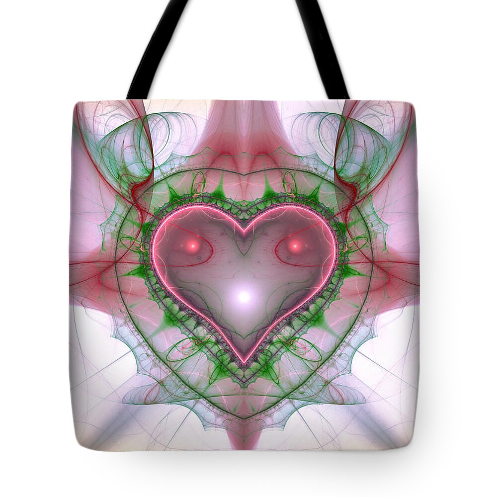Sweetheart Tote Bag featuring the digital art Sweetheart Fractal by Mary Almond