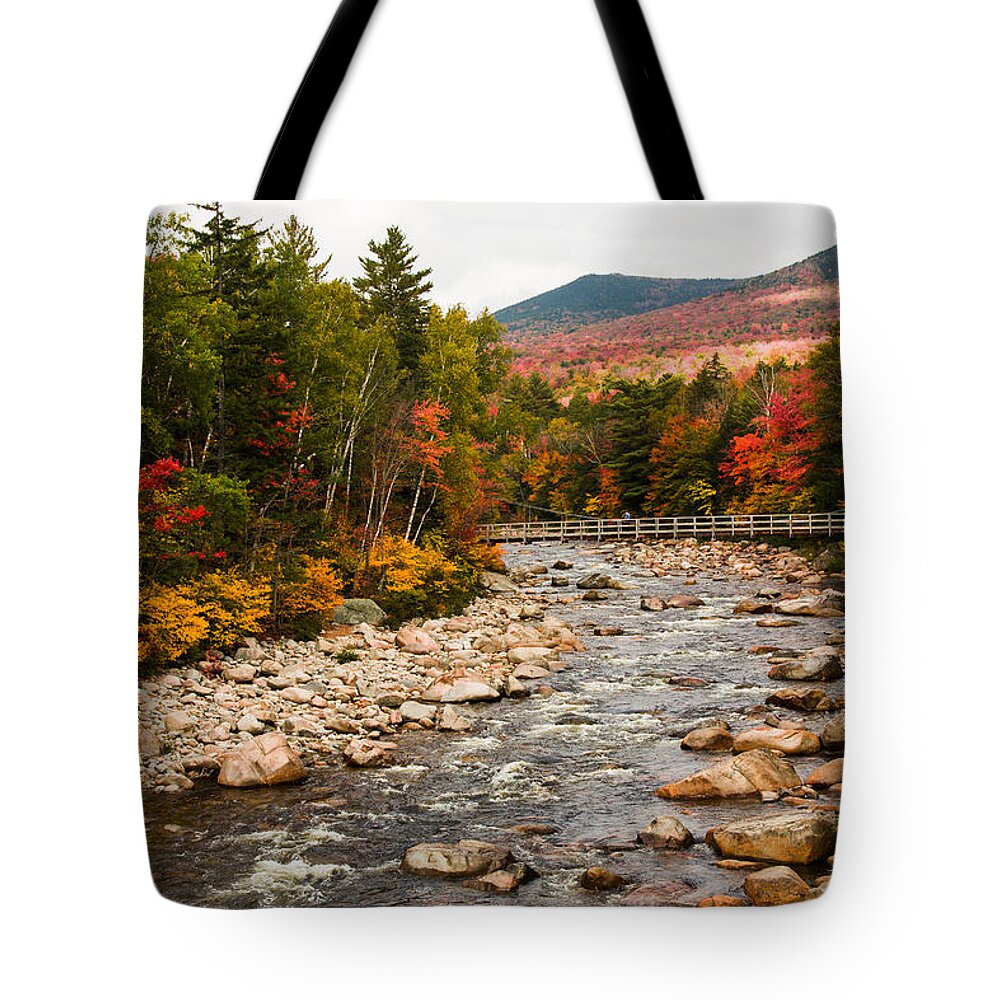 autumn Foliage New England Tote Bag featuring the photograph Swift River painted with autumns paint brush by Jeff Folger