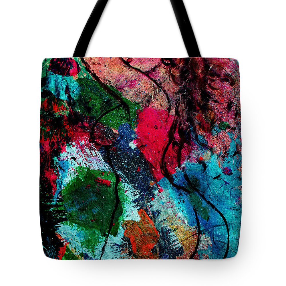 Swimming Nude Tote Bag featuring the painting Swimming Nude by Natalie Holland
