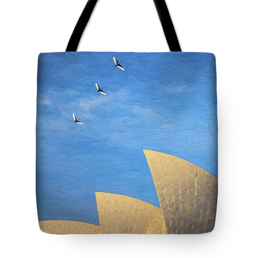 Sydney Opera House Tote Bag featuring the photograph Sydney Opera House with sacred ibis by Sheila Smart Fine Art Photography