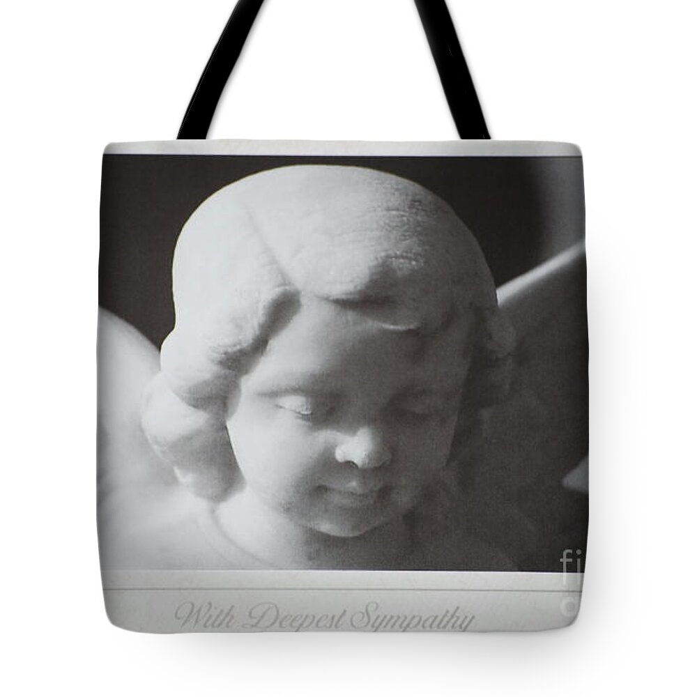 Greeting Tote Bag featuring the photograph Sympathy   Angel by Sharon Elliott