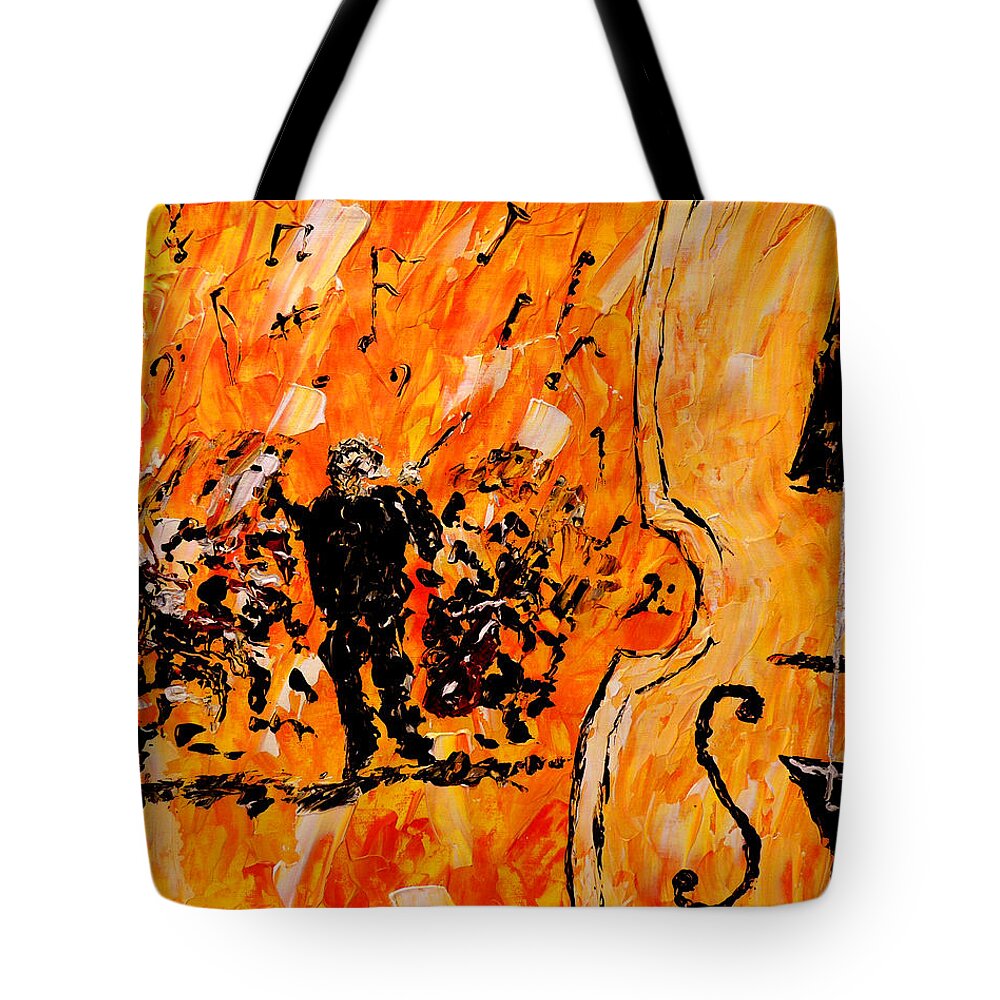 Orchestration Tote Bag featuring the painting Symphony by Mark Moore