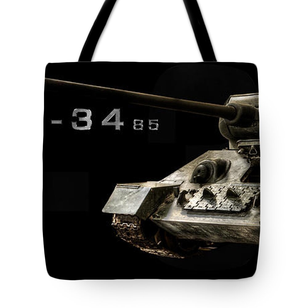 T-34-85 Tote Bag featuring the photograph T-34 Soviet Tank BK BG 2 by Weston Westmoreland