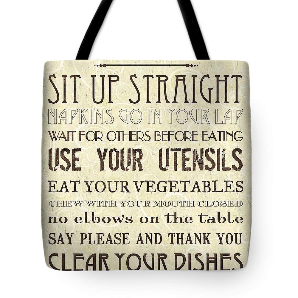 Table Tote Bag featuring the painting Table Manners 2 by Debbie DeWitt