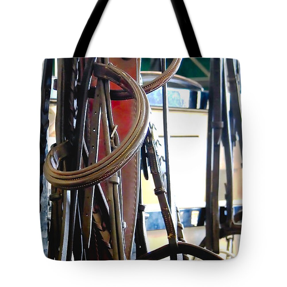 Reins Tote Bag featuring the photograph Tack 1390 by Jerry Sodorff