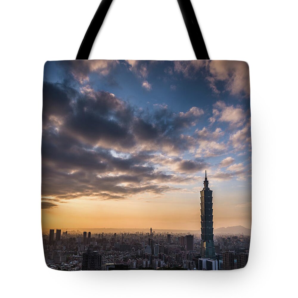 Taiwan Tote Bag featuring the photograph Taipei Sunset by Taipei, Taiwan By Balmung