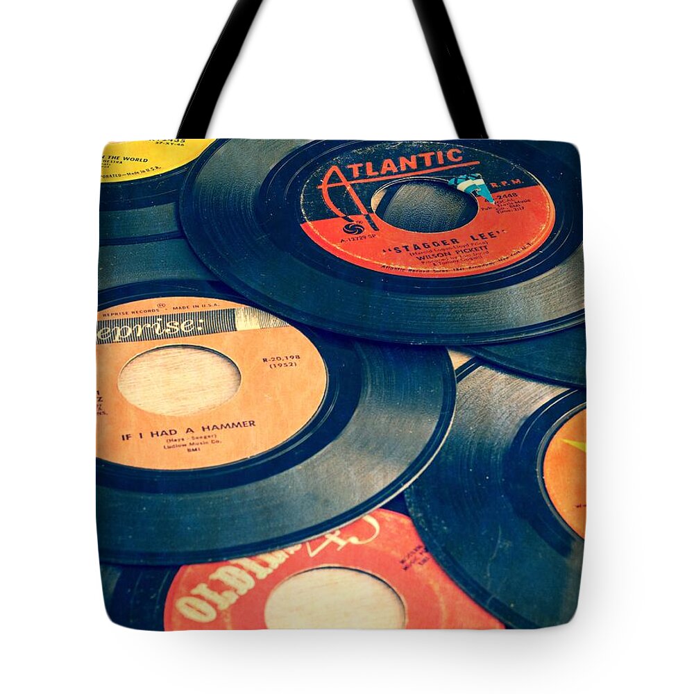 45s Tote Bag featuring the photograph Take Those Old Records Off The Shelf by Edward Fielding